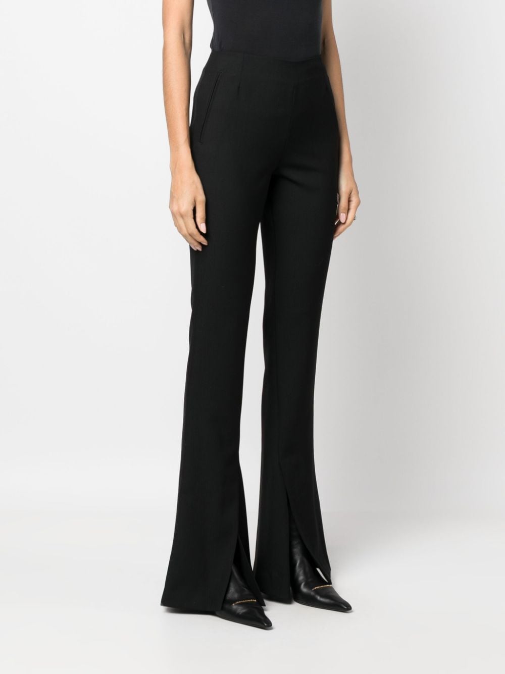 AMBUSH Flared Wool Trousers with Front Slit Detail