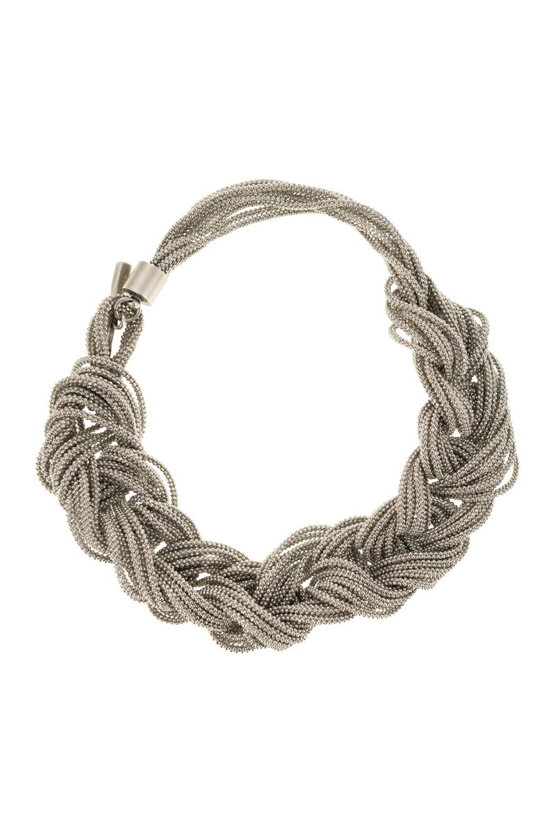 FABIANA FILIPPI Braided Necklace with Diamond Wire - 39 cm