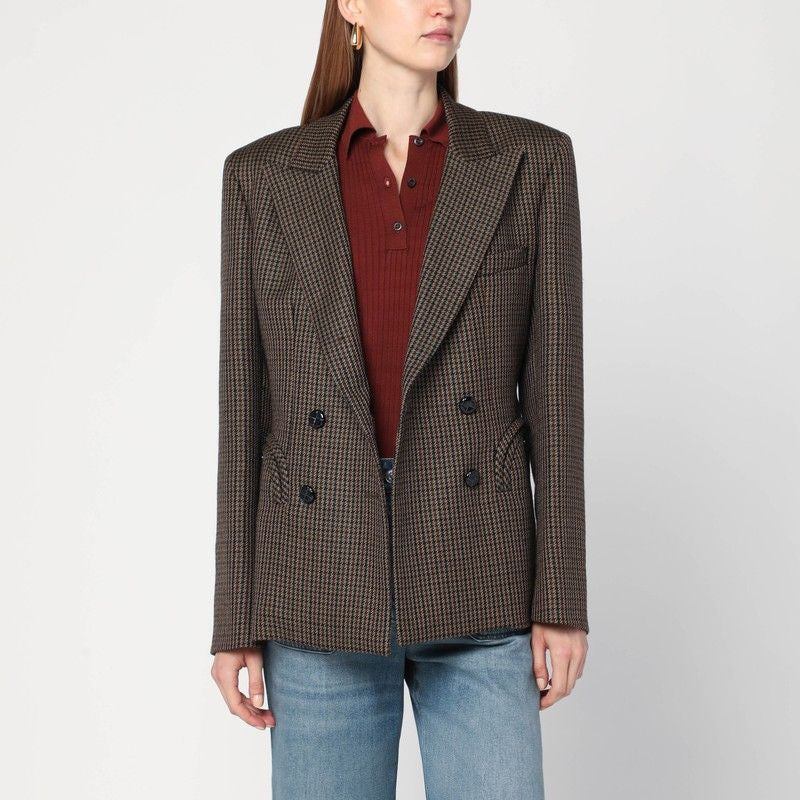 BLAZE MILANO Double-Breasted Wool Houndstooth Blazer