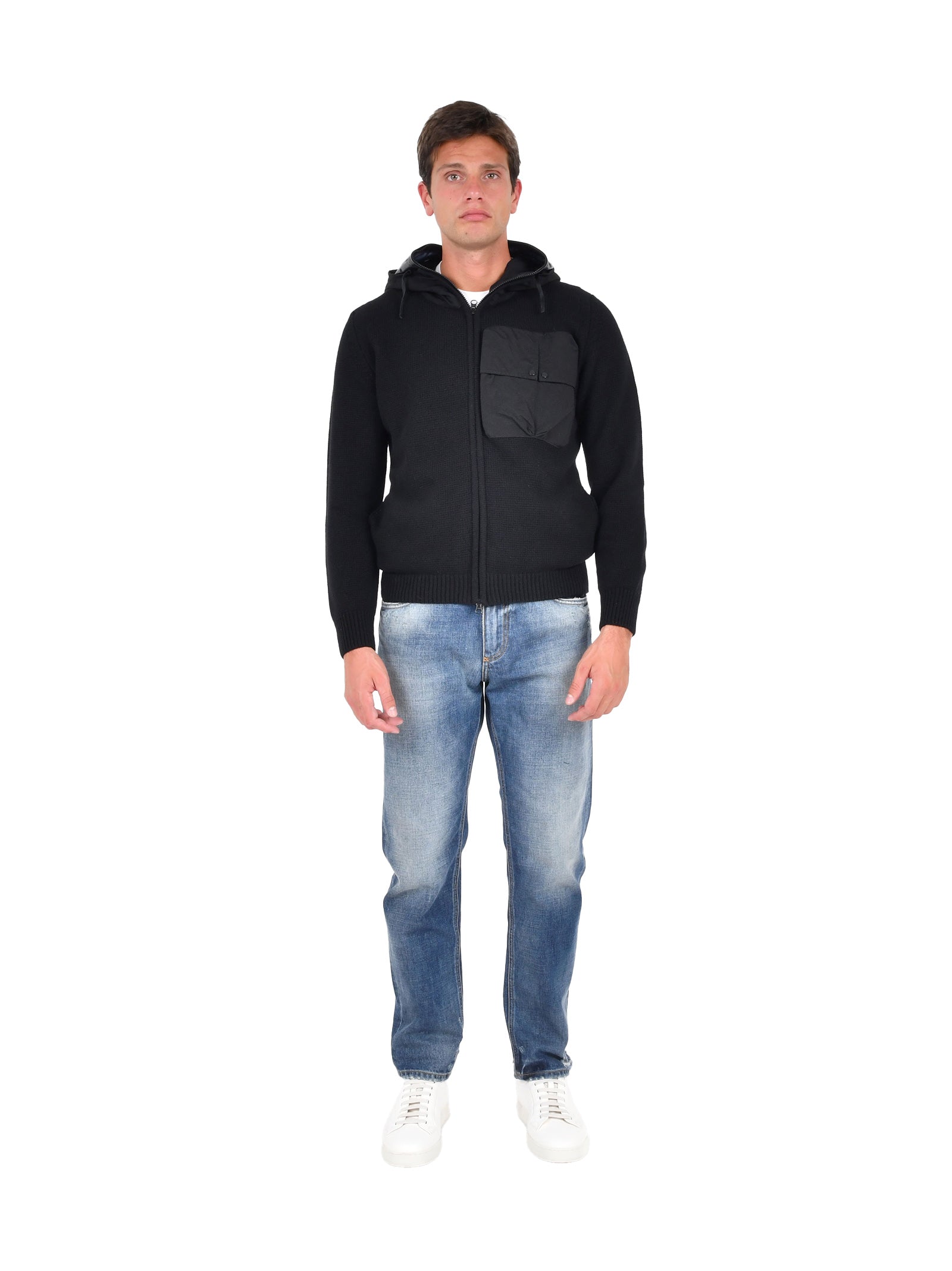 C.P. COMPANY Men's Zip-Up Cardigan with Unique Hood