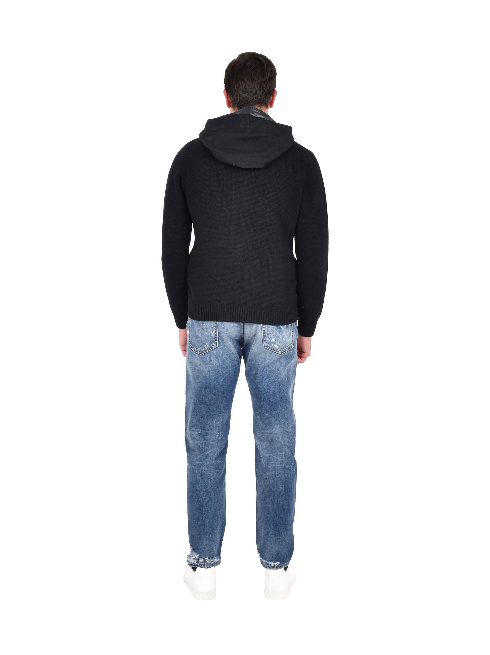 C.P. COMPANY Men's Zip-Up Cardigan with Unique Hood