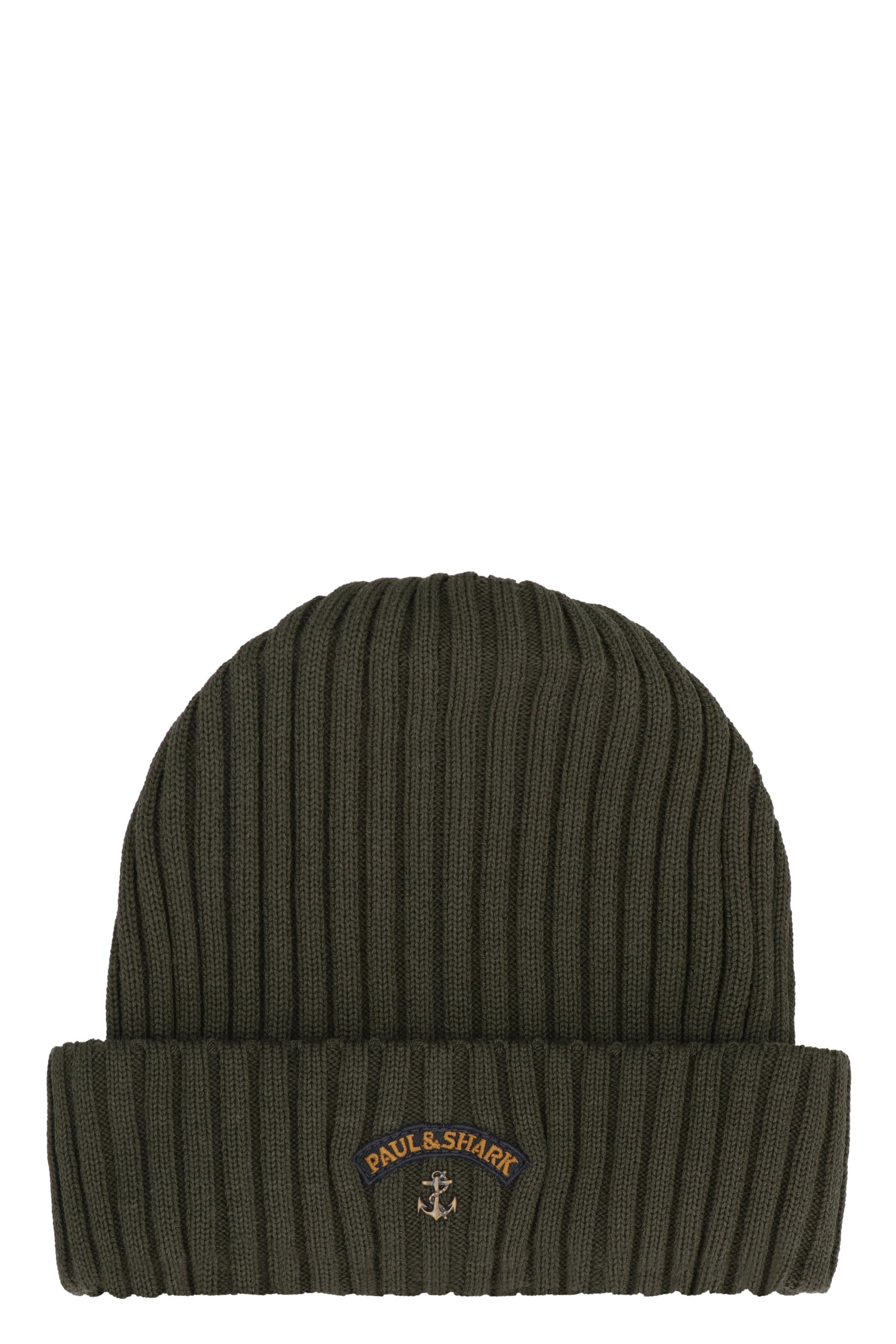 PAUL & SHARK Ribbed Wool Beanie with Front Logo Detail