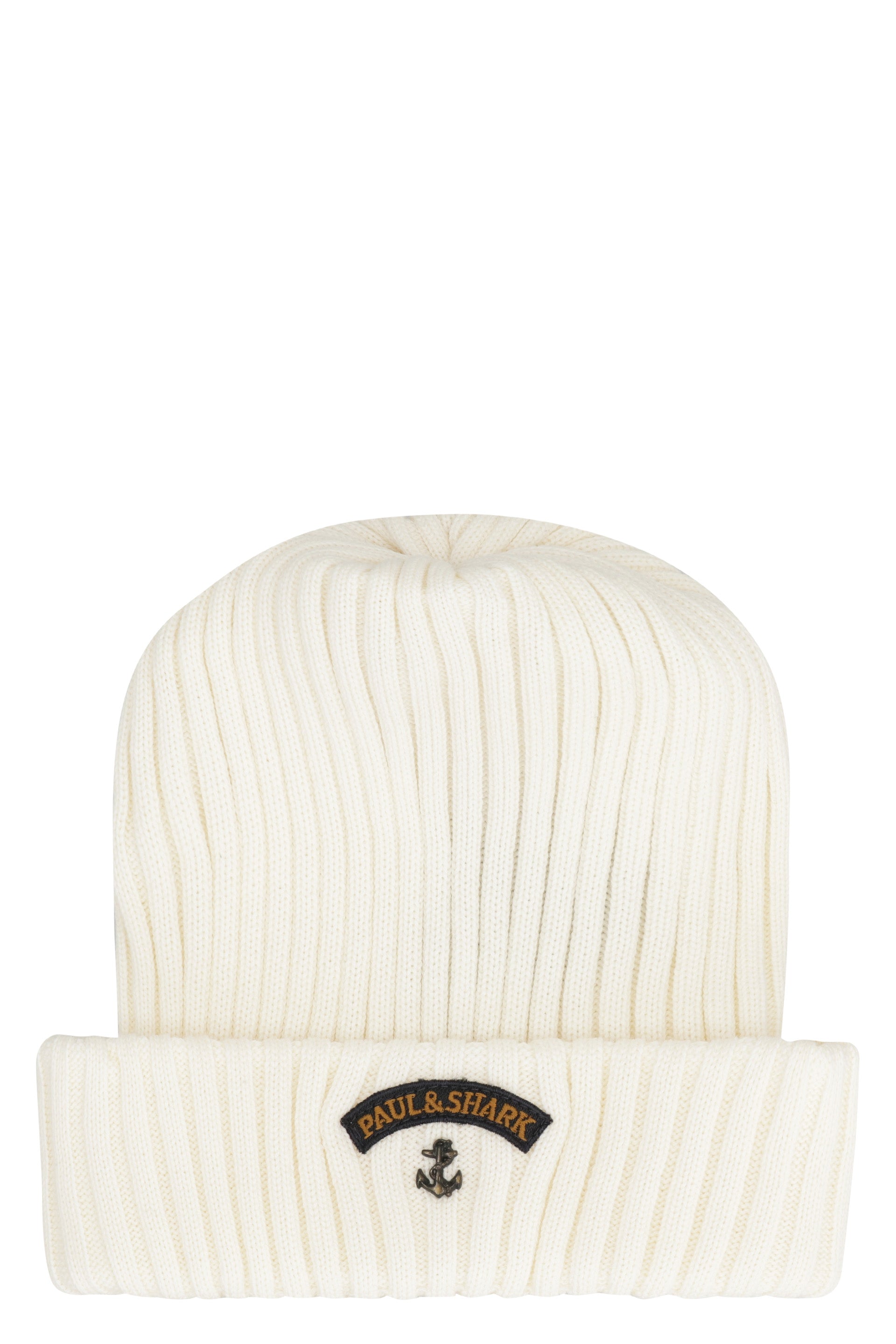 PAUL & SHARK Ribbed Wool Beanie with Front Logo Detail
