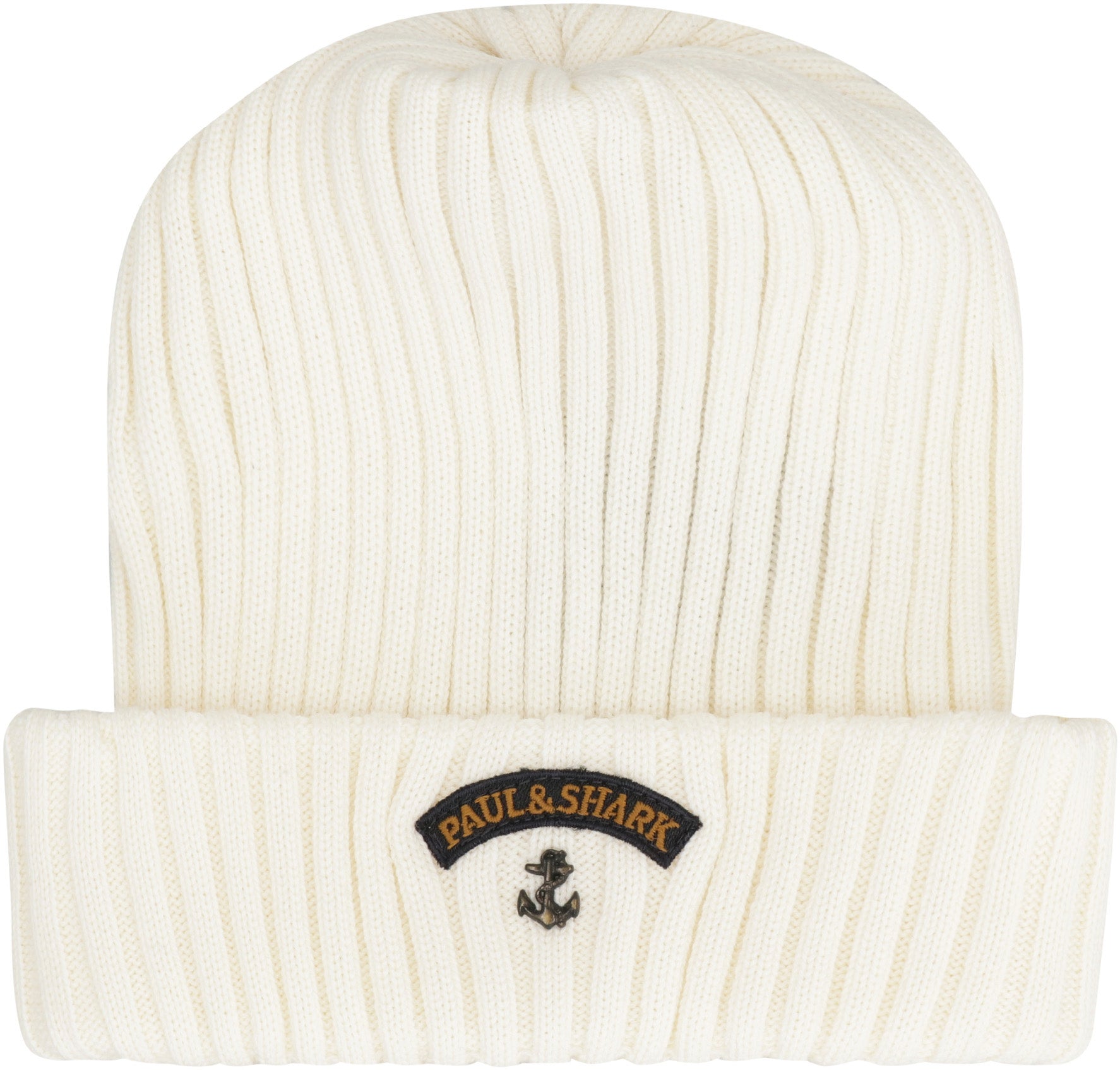 PAUL & SHARK Ribbed Wool Beanie with Front Logo Detail