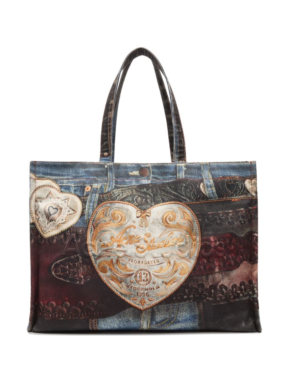 ACNE STUDIOS Denim Patch Heart Tote Handbag