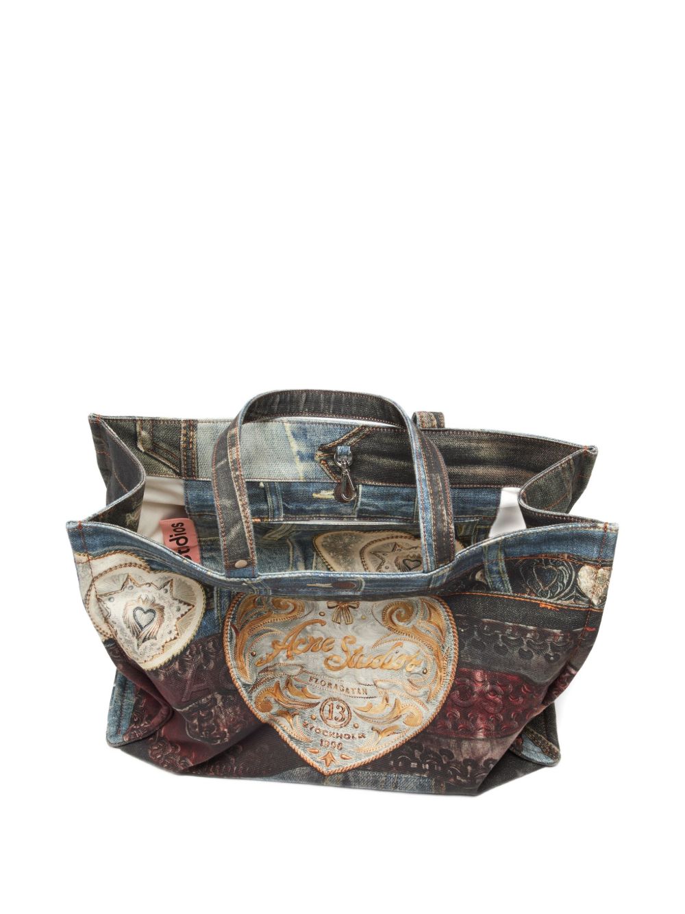ACNE STUDIOS Denim Patch Heart Tote Handbag
