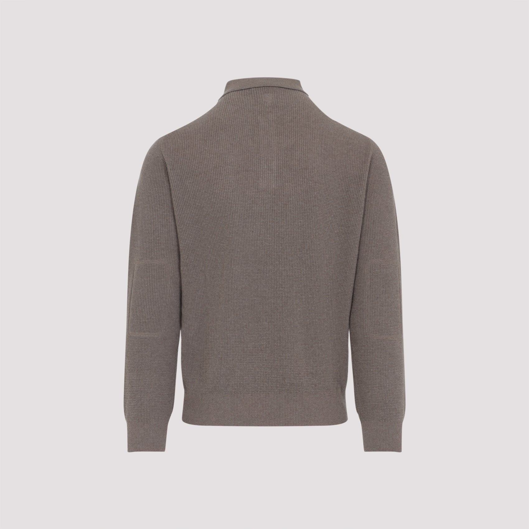 CANALI Long Sleeve Suede Detail Polo for Men