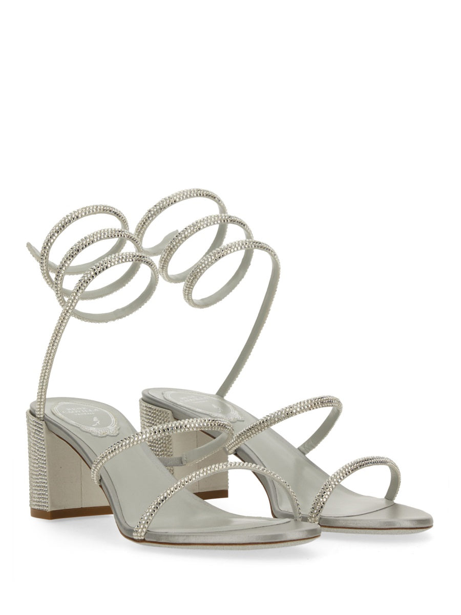 RENE CAOVILLA Elegant Satin Sandal with Crystals