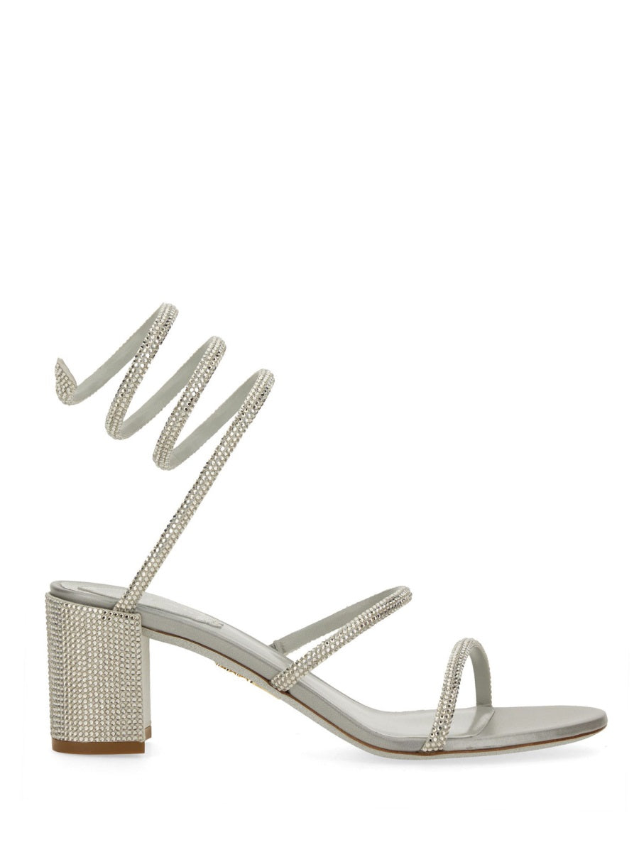 RENE CAOVILLA Elegant Satin Sandal with Crystals