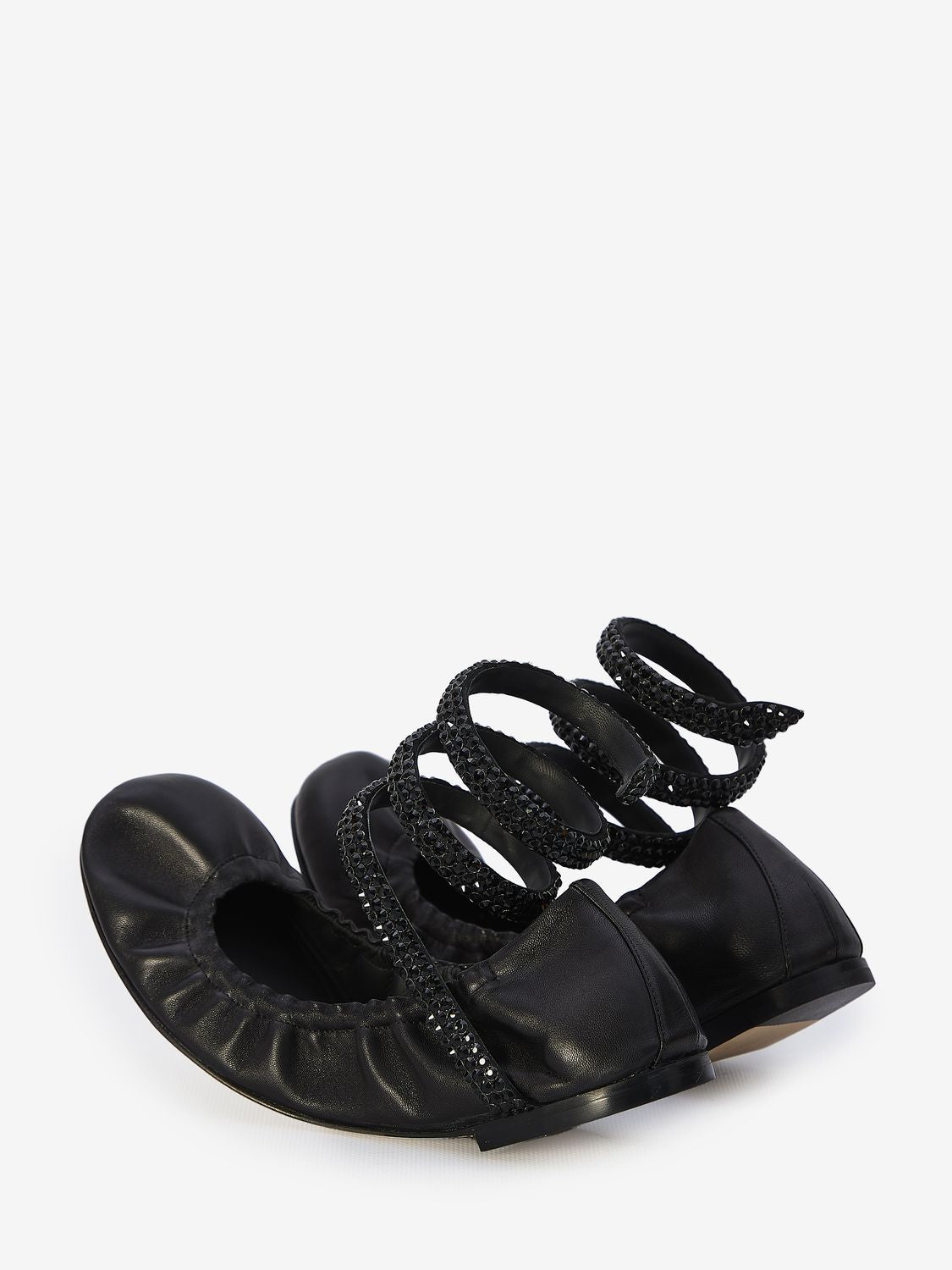 RENE CAOVILLA Mini Ballerinas with Crystal Snake Ankle Strap