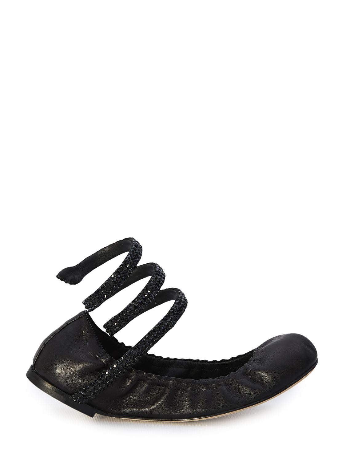 RENE CAOVILLA Mini Ballerinas with Crystal Snake Ankle Strap