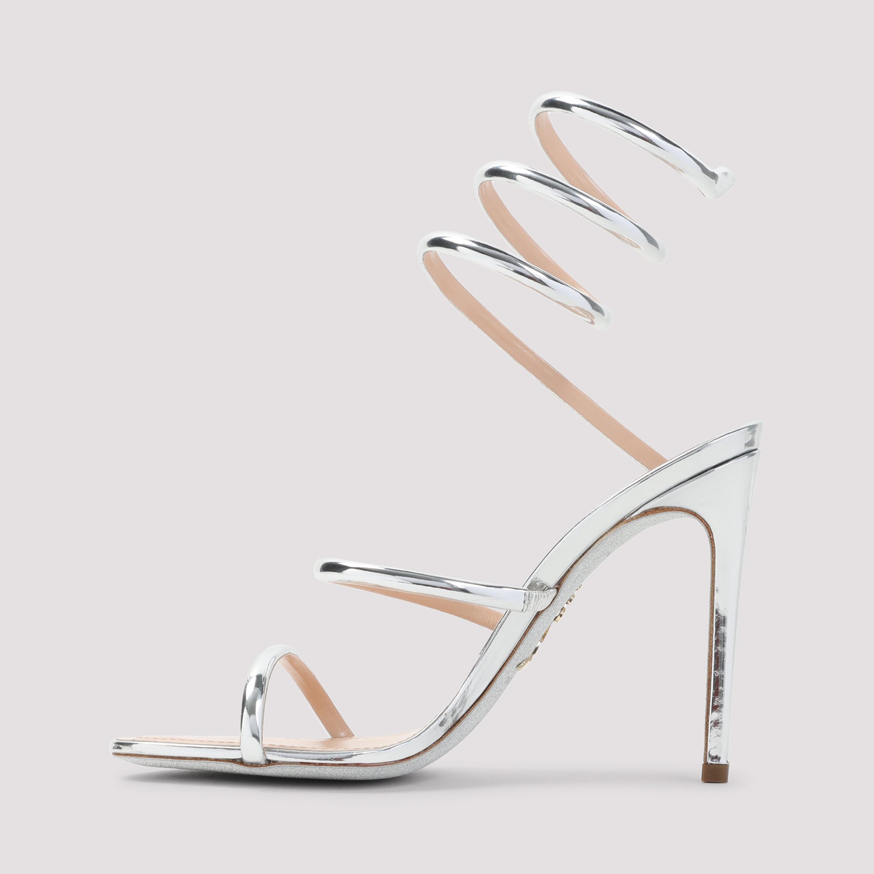 RENE CAOVILLA Mirror Snake Sandals with 10.5cm Heel Height