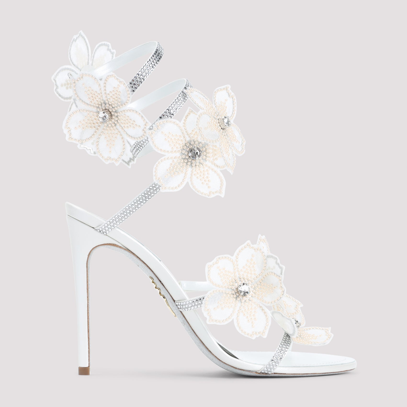 RENE CAOVILLA Elegant Flower Sandals with 10.5cm Heel