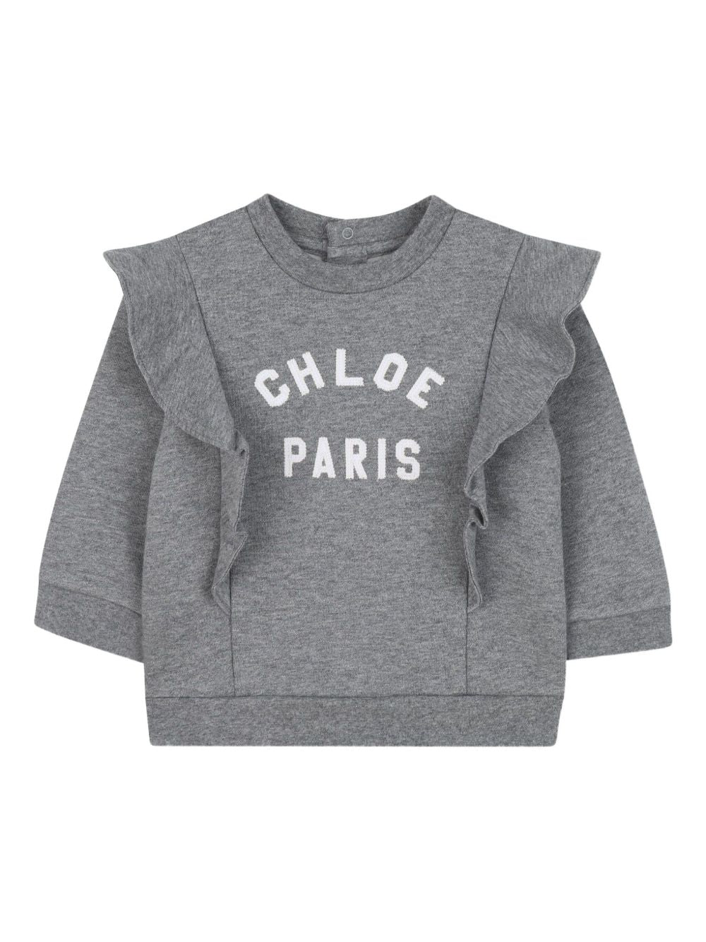 CHLOÉ Logo Sweatshirt with Wavy Flounces for Girls