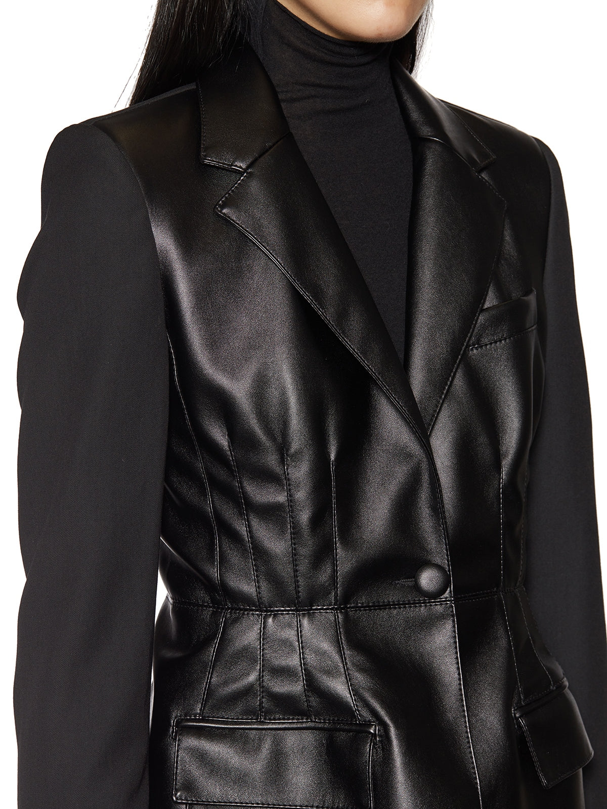 ANDREA YA'AQOV Faux Leather and Virgin Wool Jacket (Size 40)