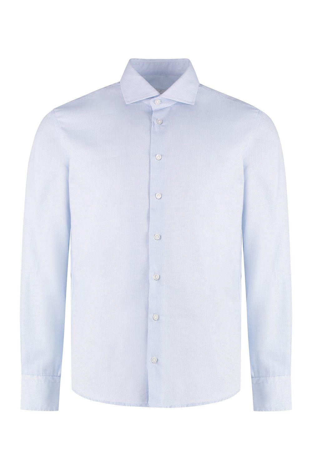 BASTONCINO Men's Printed Cotton Shirt with Rounded Hem