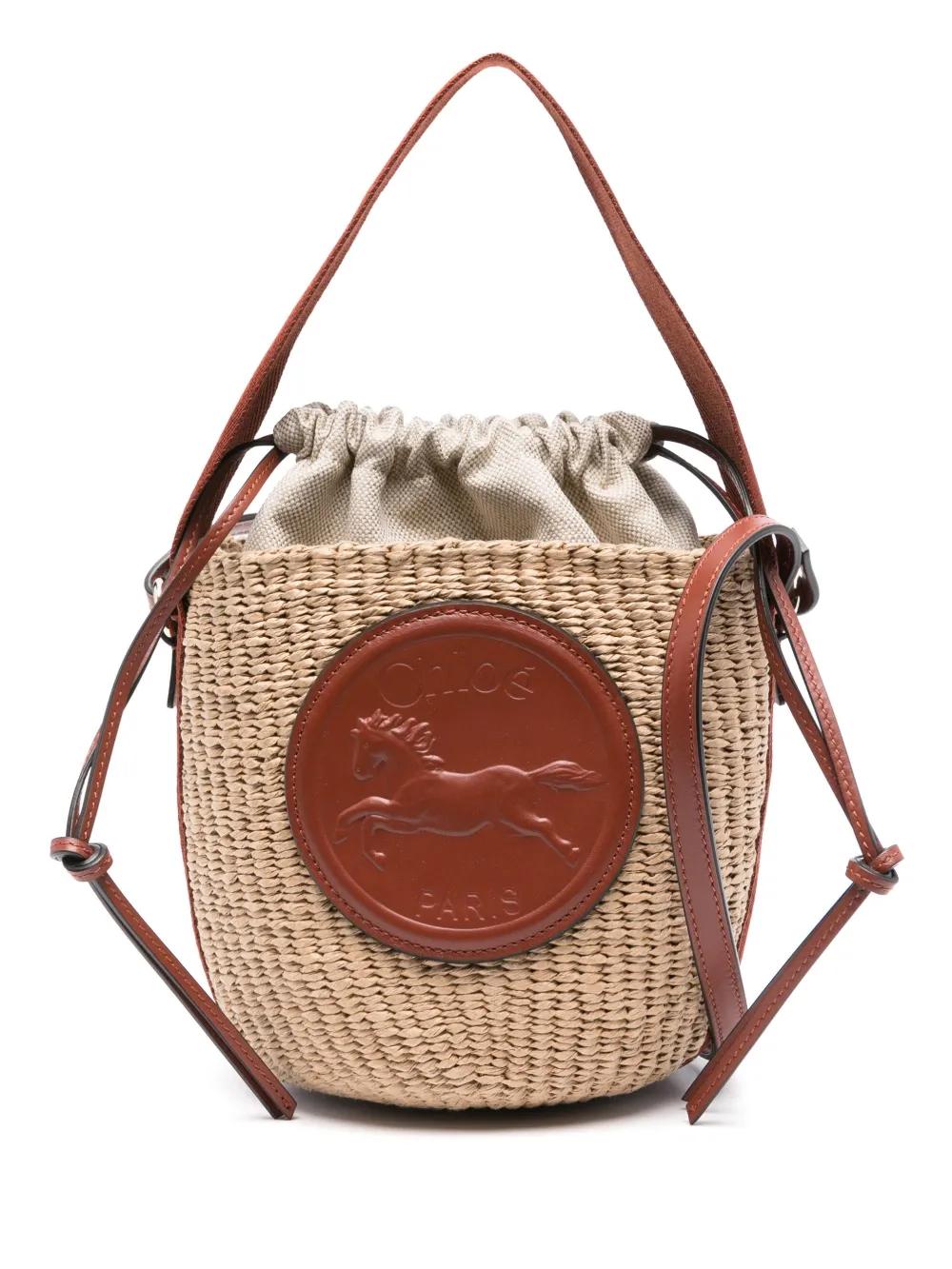 CHLOÉ Mini Raffia Bucket Handbag