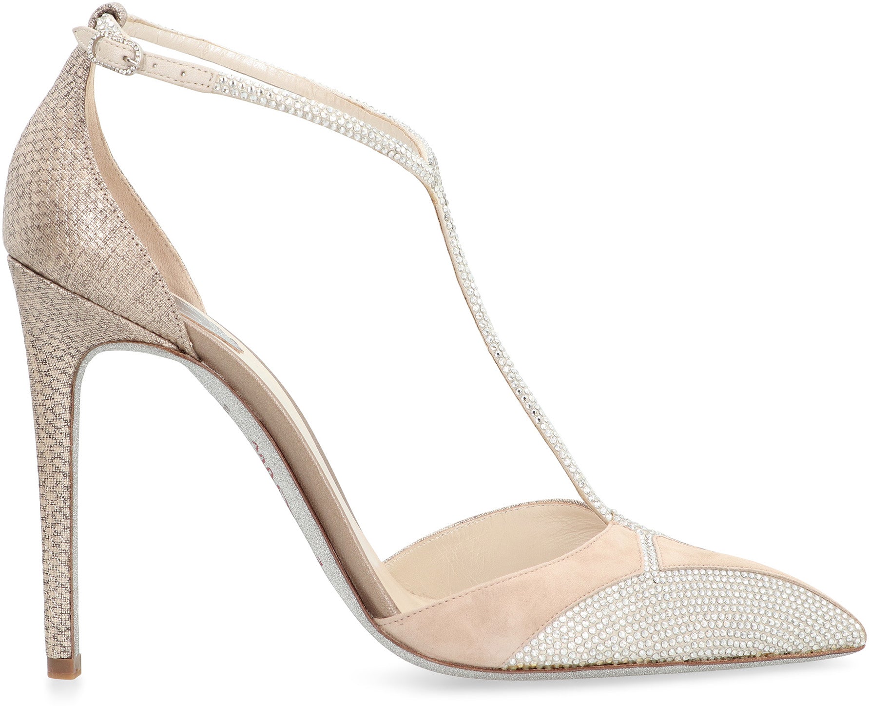 RENE CAOVILLA Pointy-Toe Mini Pumps with Adjustable Ankle Strap