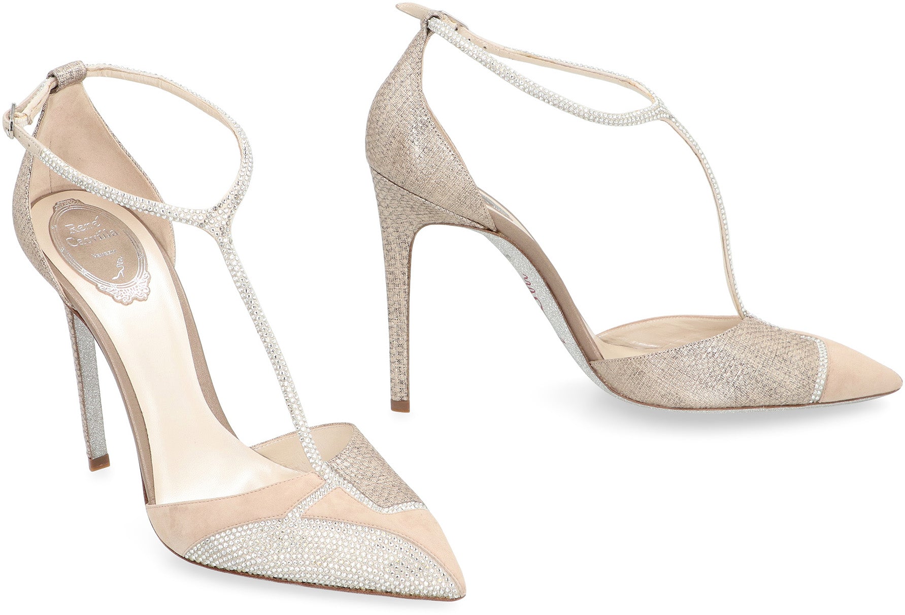 RENE CAOVILLA Pointy-Toe Mini Pumps with Adjustable Ankle Strap