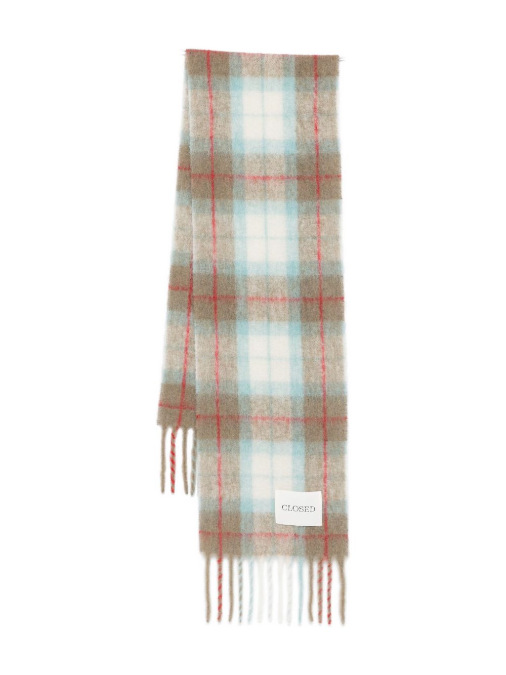 CLOSED Plaid Alpaca-Wool Blend Scarf with Fringe Trim for Women