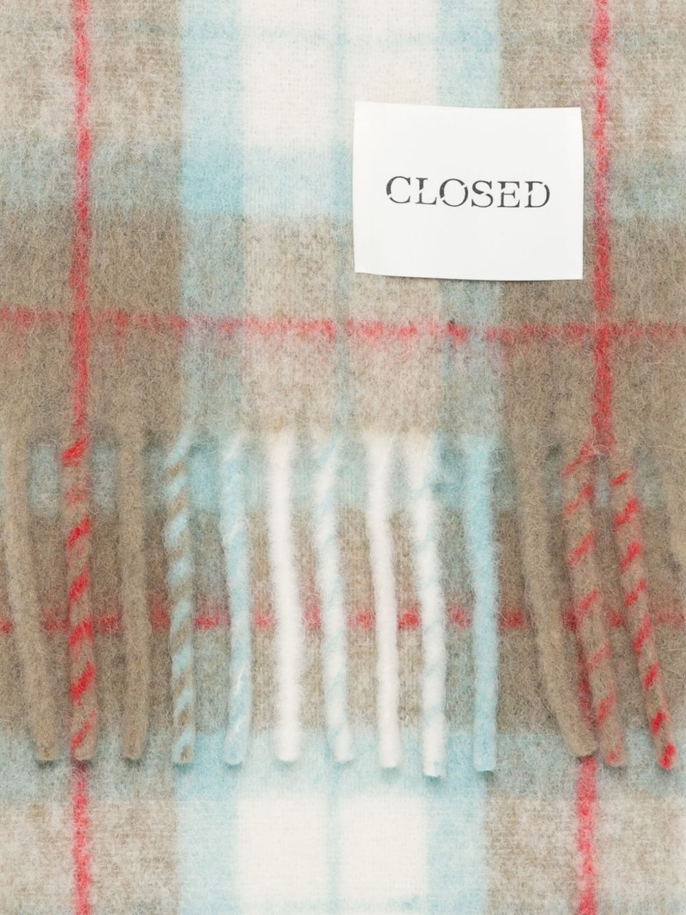 CLOSED Plaid Alpaca-Wool Blend Scarf with Fringe Trim for Women