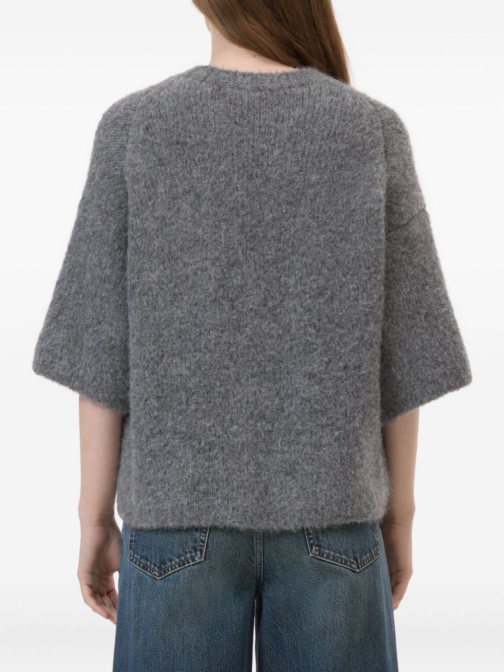 CLOSED Wool Crewneck Sweater with Patch Pocket - Short Sleeve