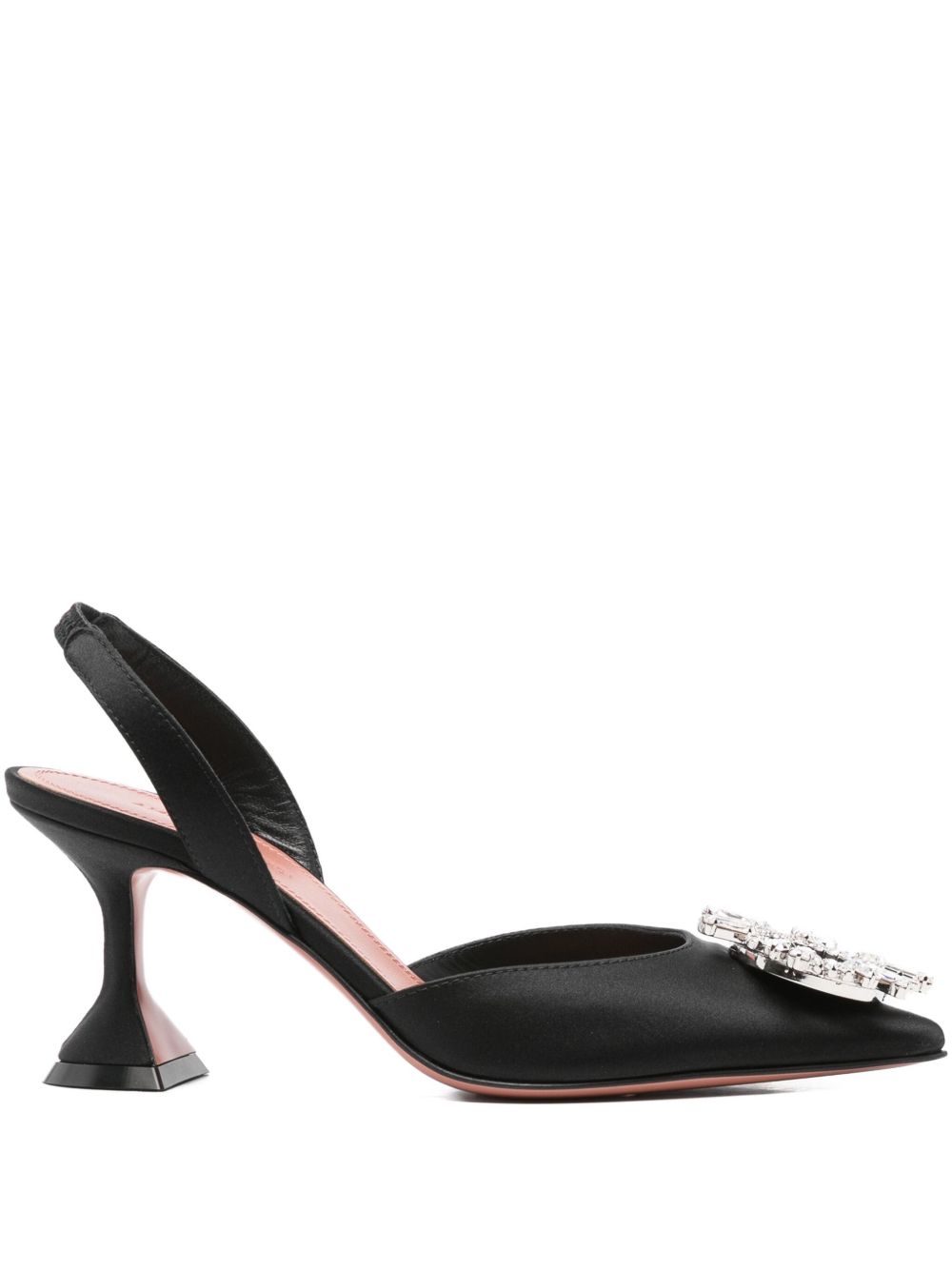 AMINA MUADDI Satin Slingback Pumps with Sculpted Heel