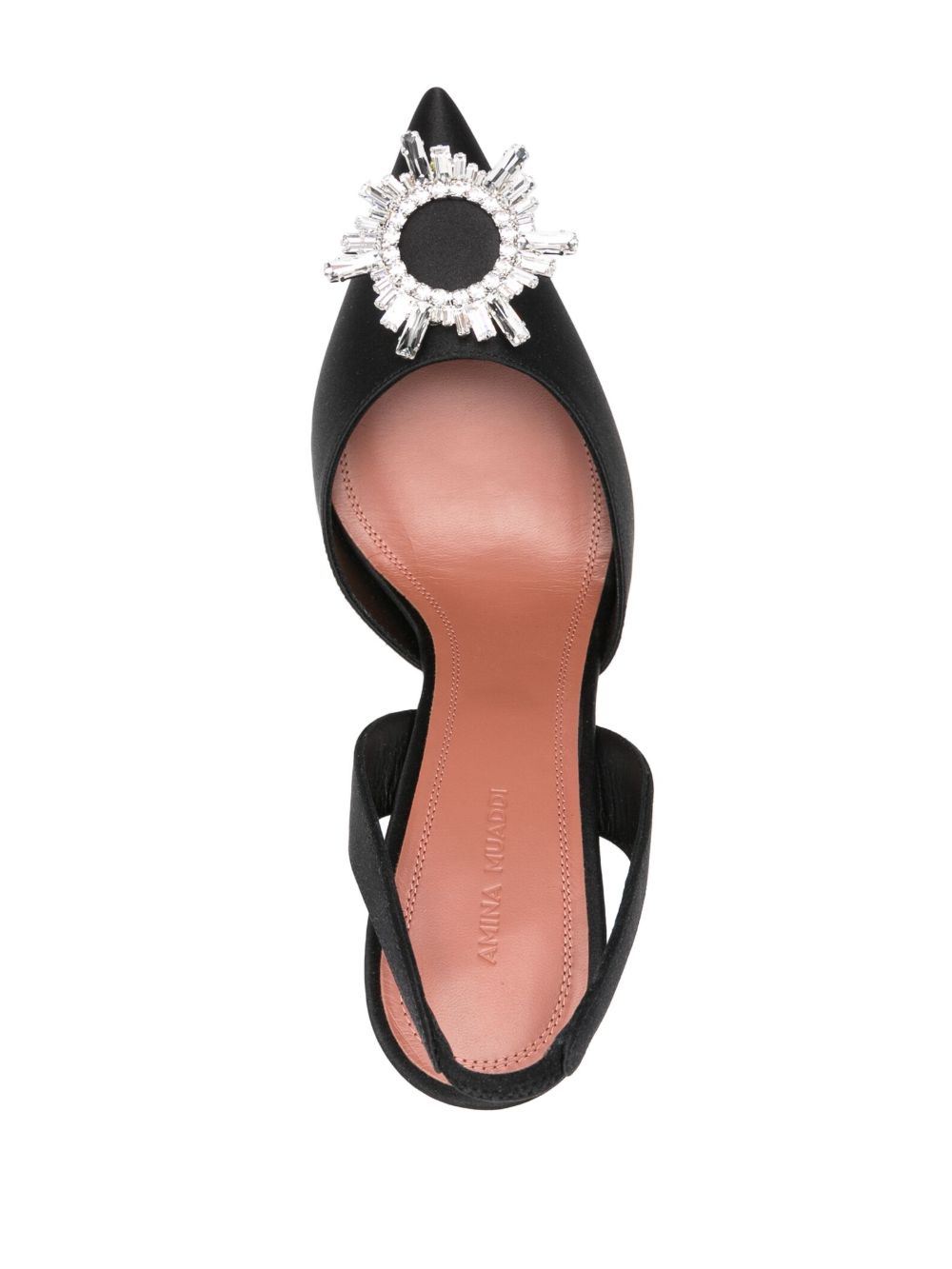 AMINA MUADDI Satin Slingback Pumps with Crystal Embellishment - 105mm Heel