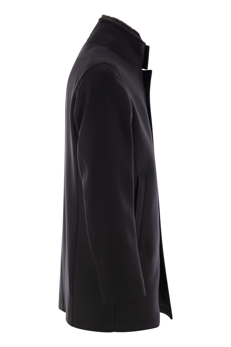 HERNO Men's Wool Jacket with Removable Fur Collar