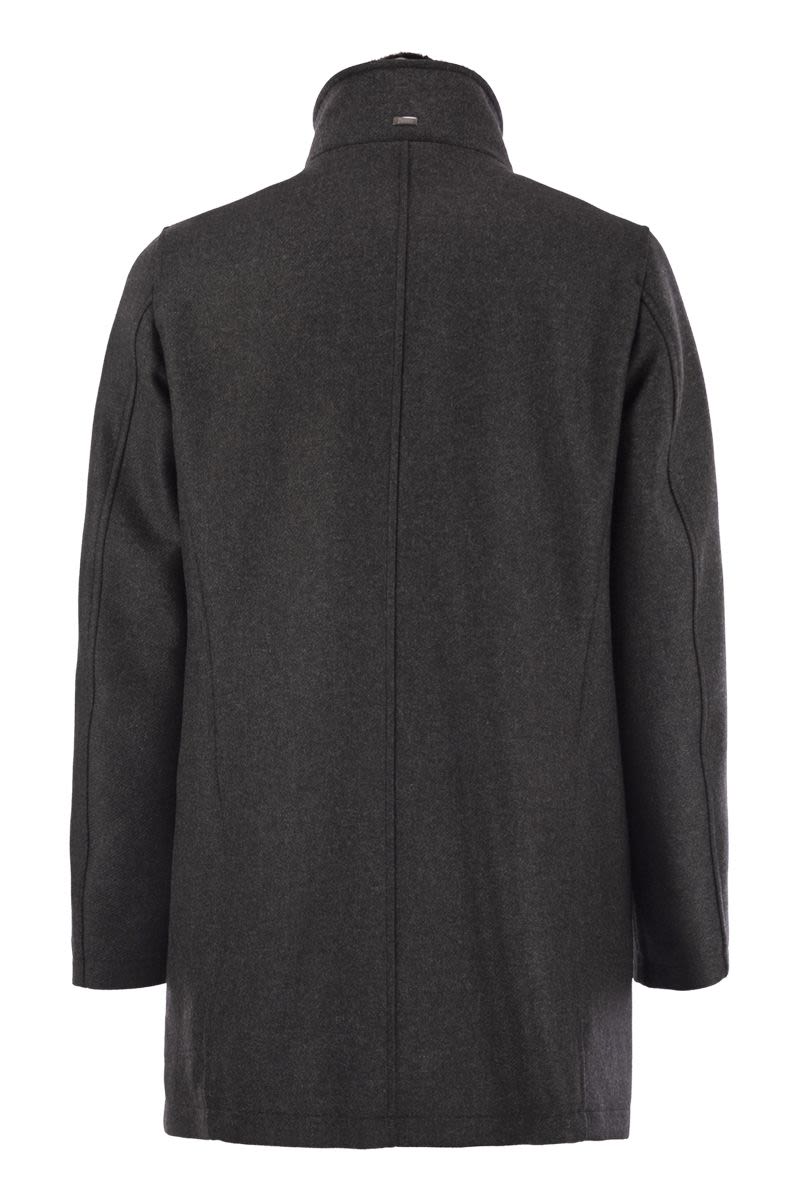 HERNO Wool Blend Jacket with Detachable Collar - Regular Fit