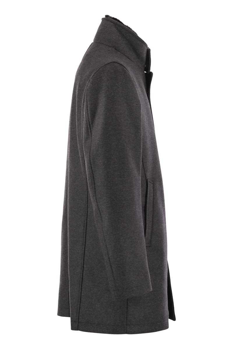 HERNO Wool Blend Jacket with Detachable Collar - Regular Fit