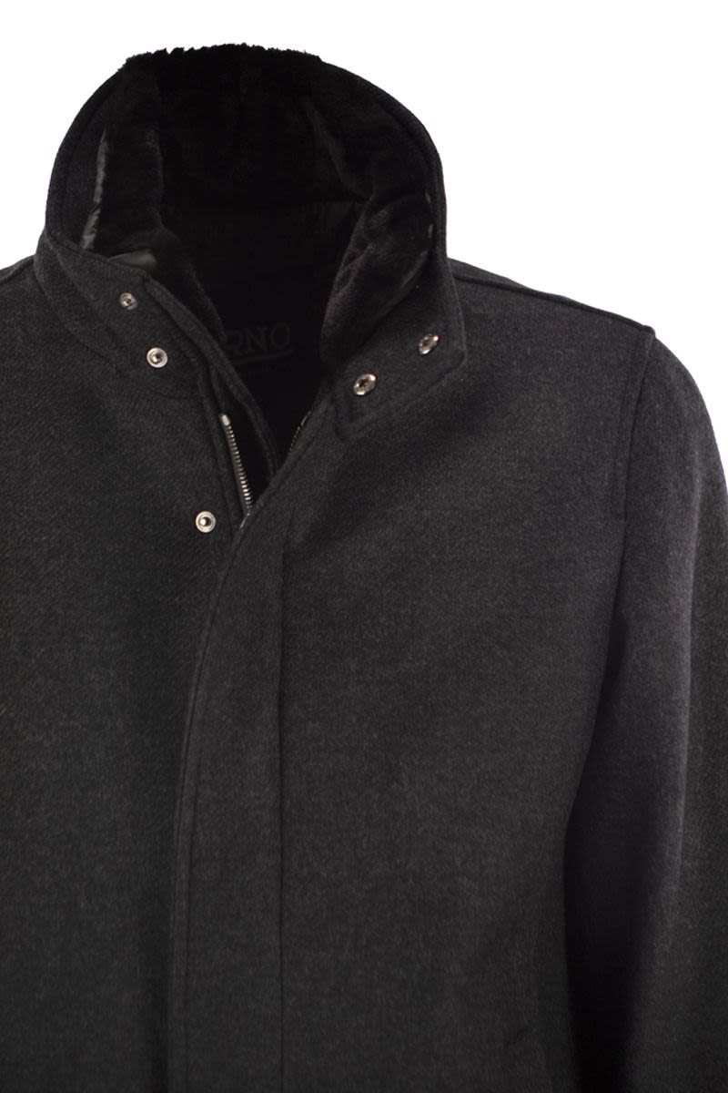 HERNO Wool Blend Jacket with Detachable Collar - Regular Fit