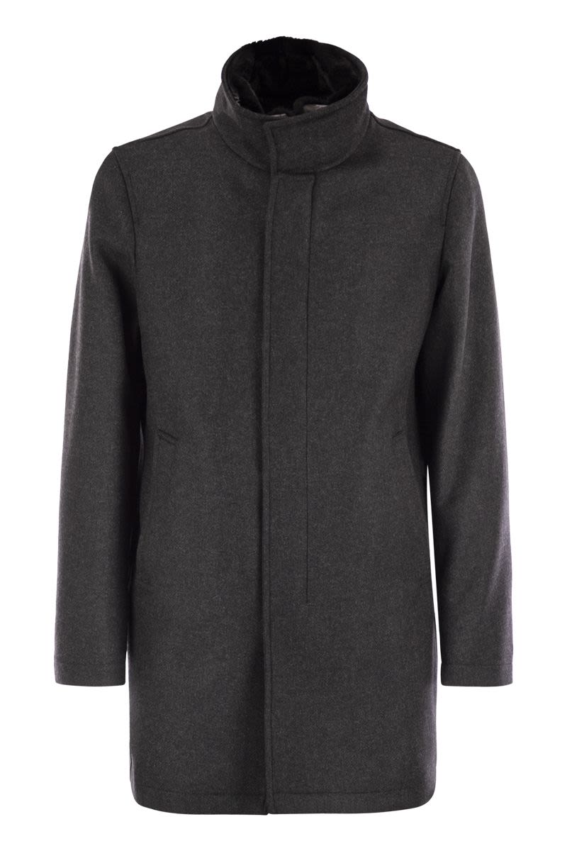 HERNO Wool Blend Jacket with Detachable Collar - Regular Fit