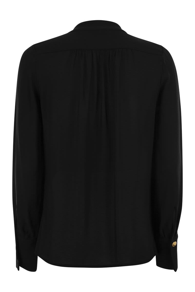 ELISABETTA FRANCHI Georgette Shirt with Charms and Logo - Regular Fit