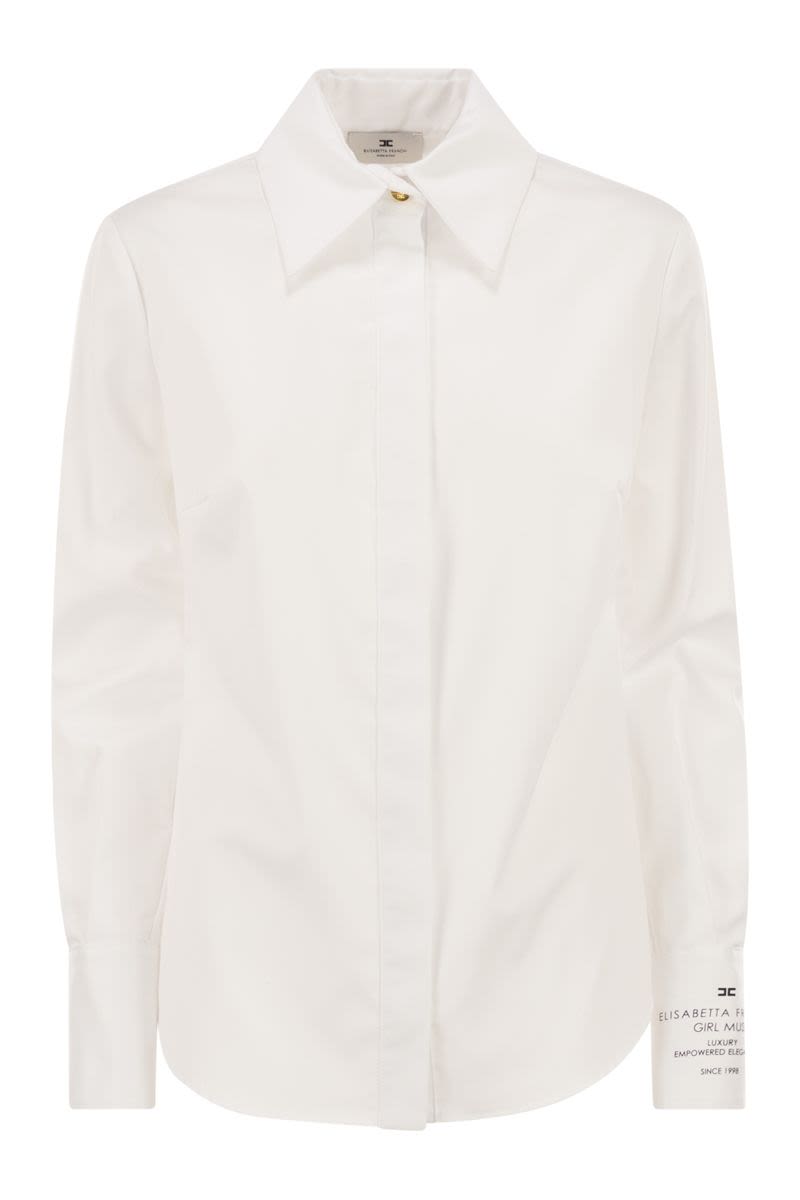 ELISABETTA FRANCHI Cotton Poplin Slim-Fit Shirt with Logo