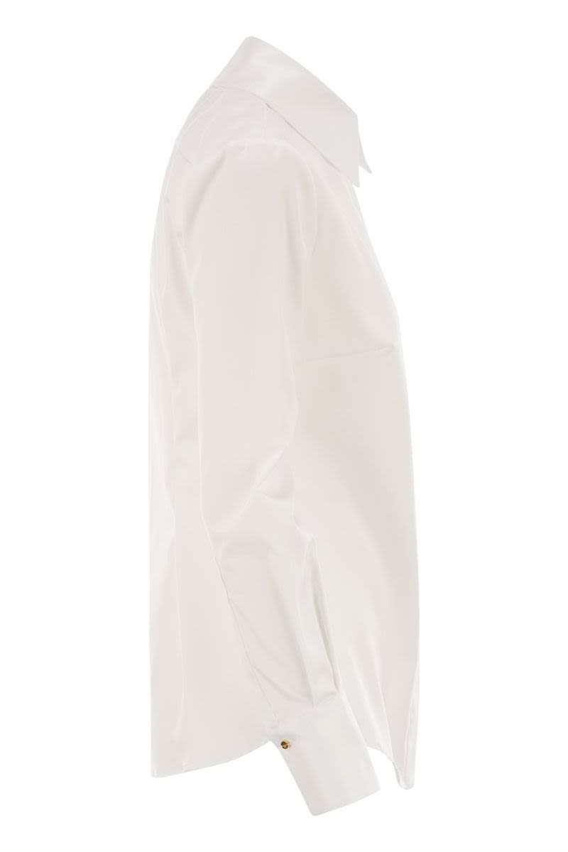 ELISABETTA FRANCHI Cotton Poplin Slim-Fit Shirt with Logo