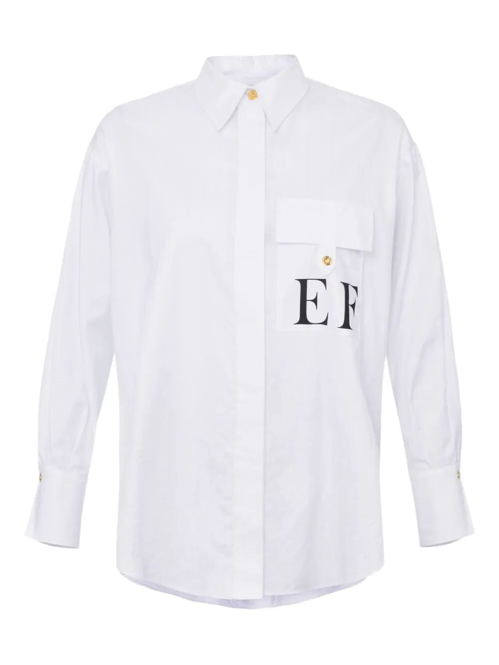 ELISABETTA FRANCHI Striped Logo Cotton Poplin Shirt for Women