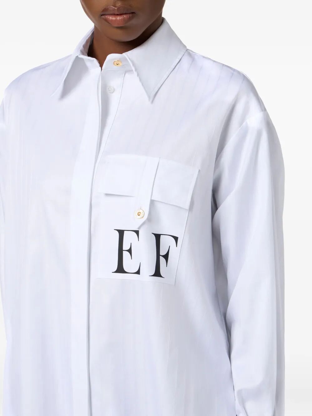 ELISABETTA FRANCHI Striped Logo Cotton Poplin Shirt for Women