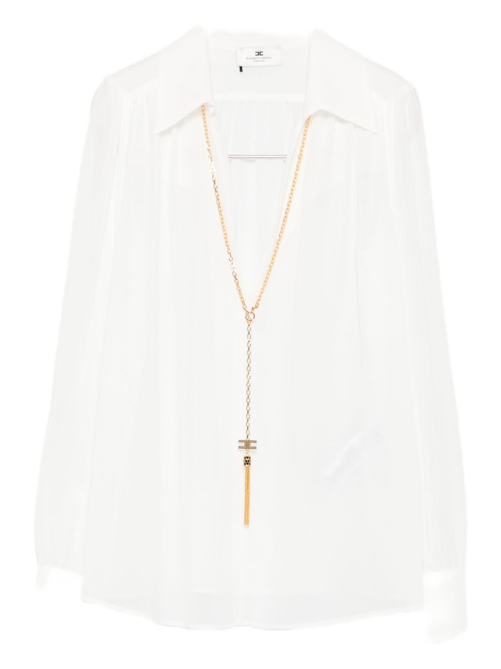 ELISABETTA FRANCHI V-Necked Mini Shirt with Chain Detail