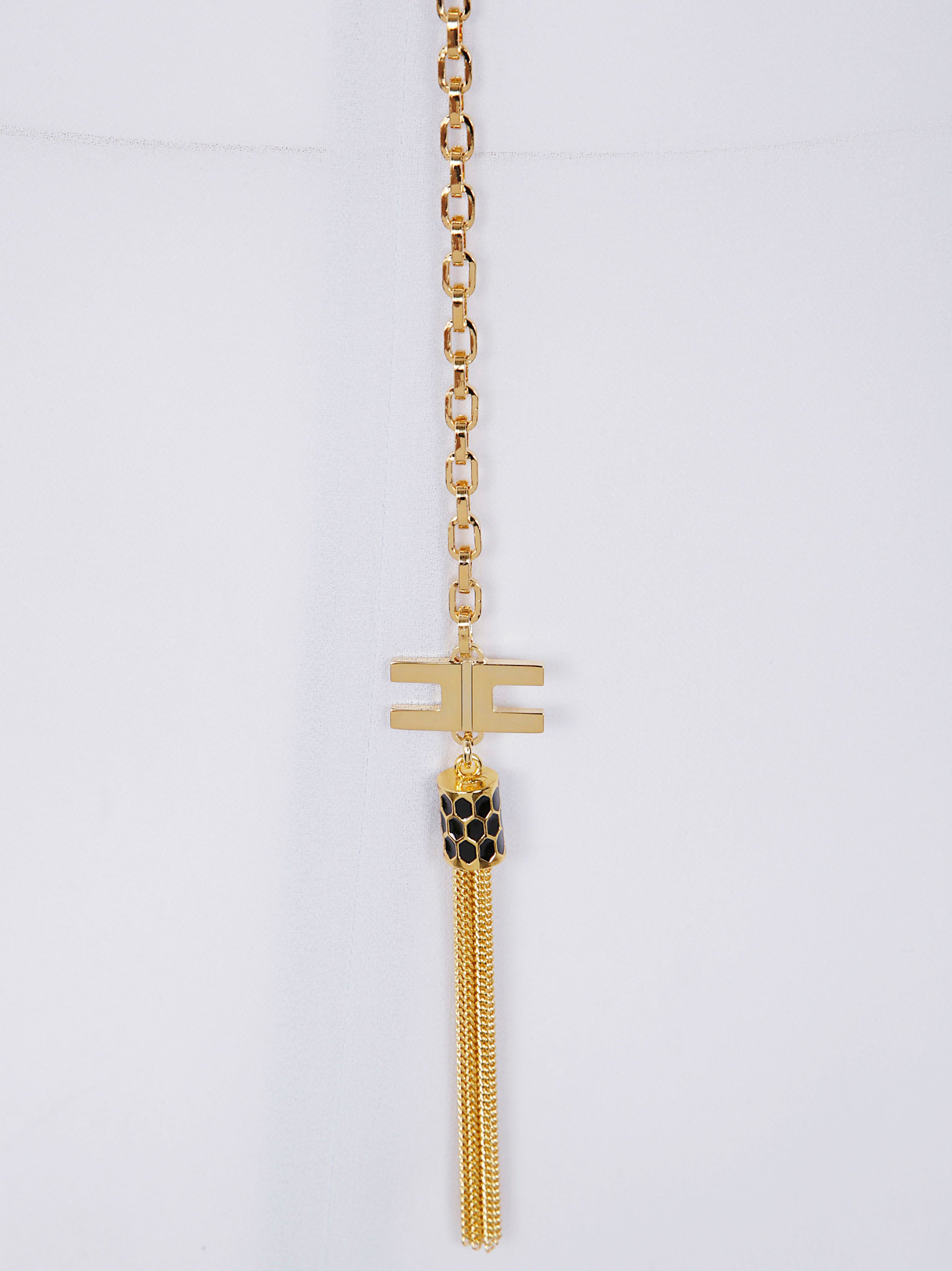 ELISABETTA FRANCHI Georgette Slim Fit Shirt with Removable Necklace