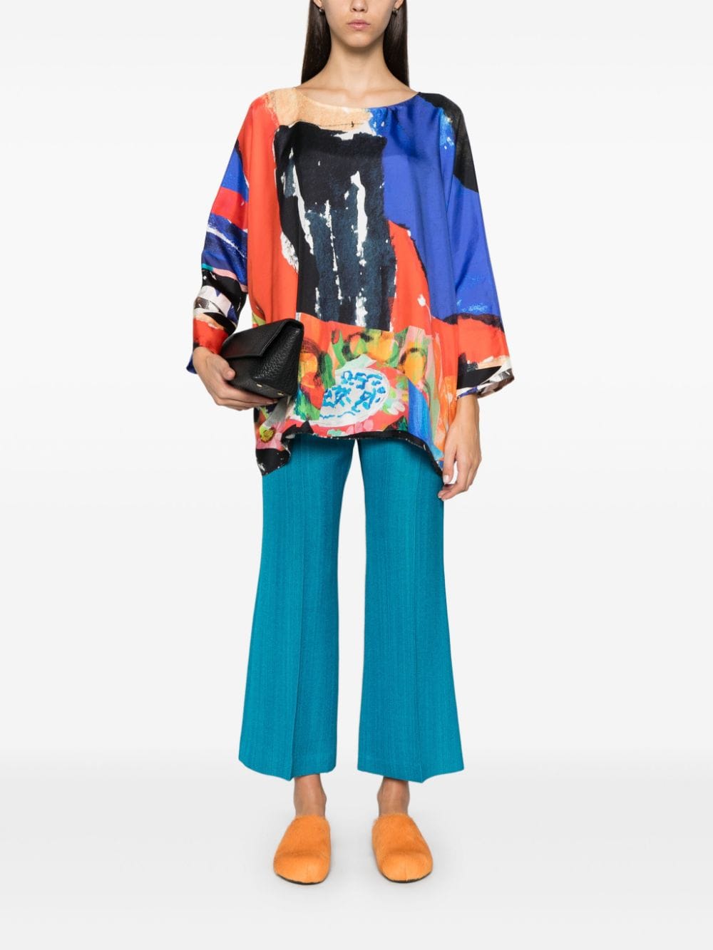 DANIELA GREGIS Printed Silk Blouse with Abstract Pattern - Long Sleeve