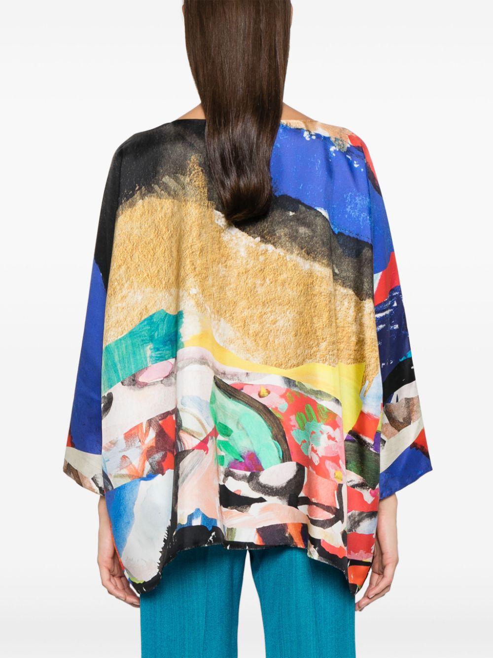 DANIELA GREGIS Printed Silk Blouse with Abstract Pattern - Long Sleeve