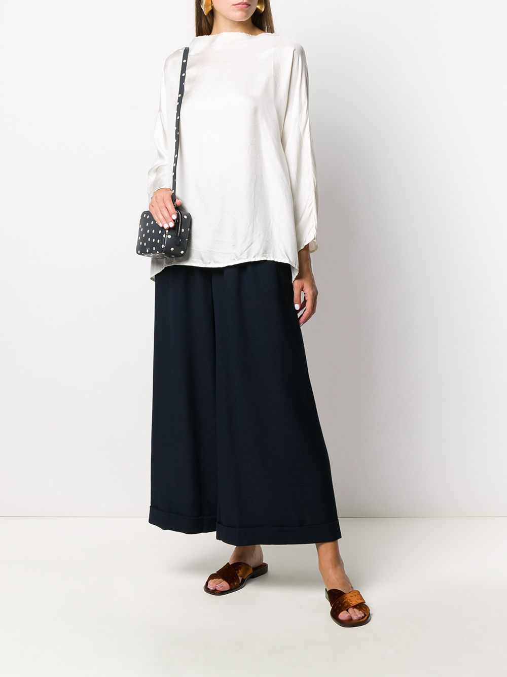 DANIELA GREGIS Silk Blouse with Raw-Cut Edge and Boat Neck for Women