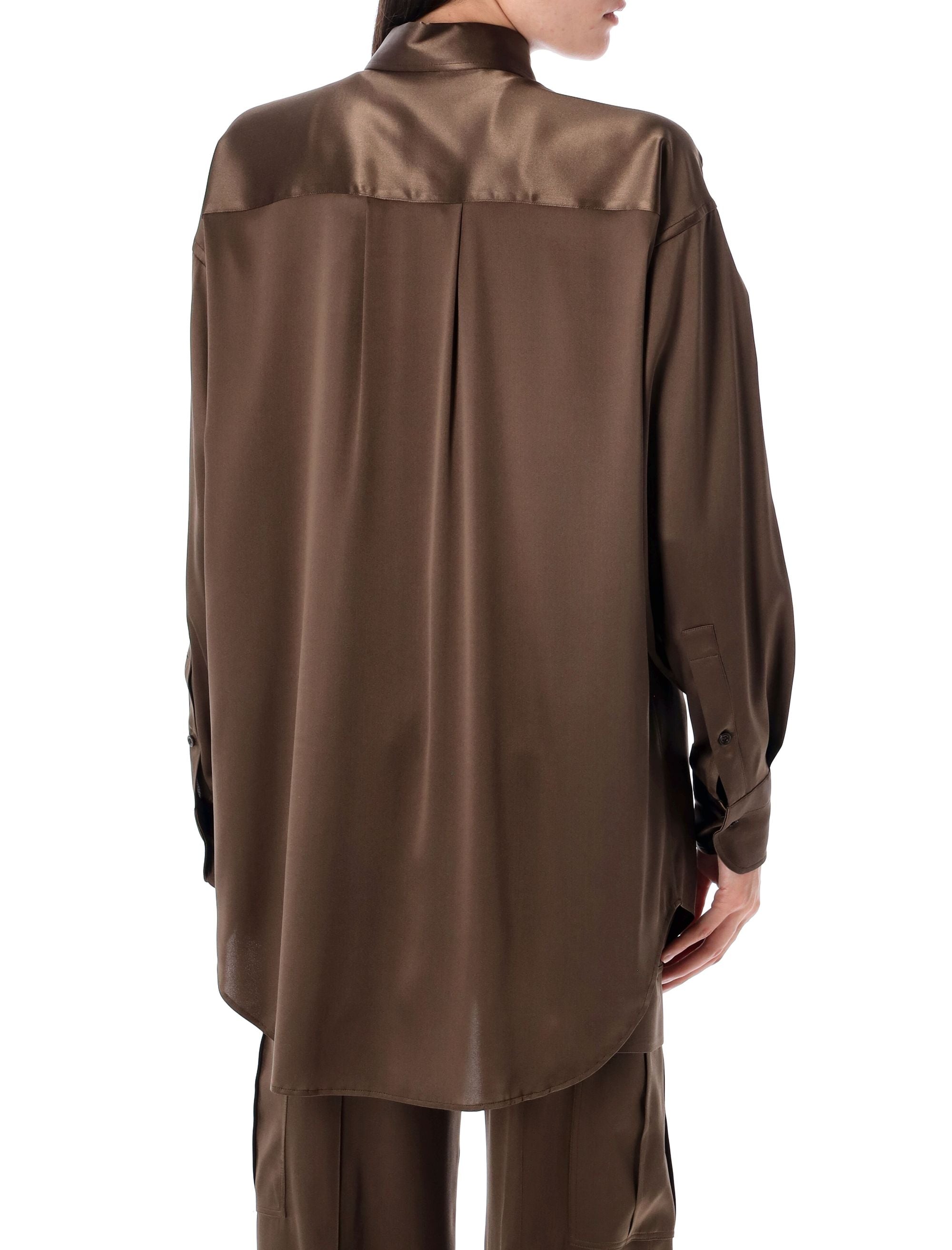 TOM FORD Relaxed Fit Stretch Silk Satin Shirt - Size 38