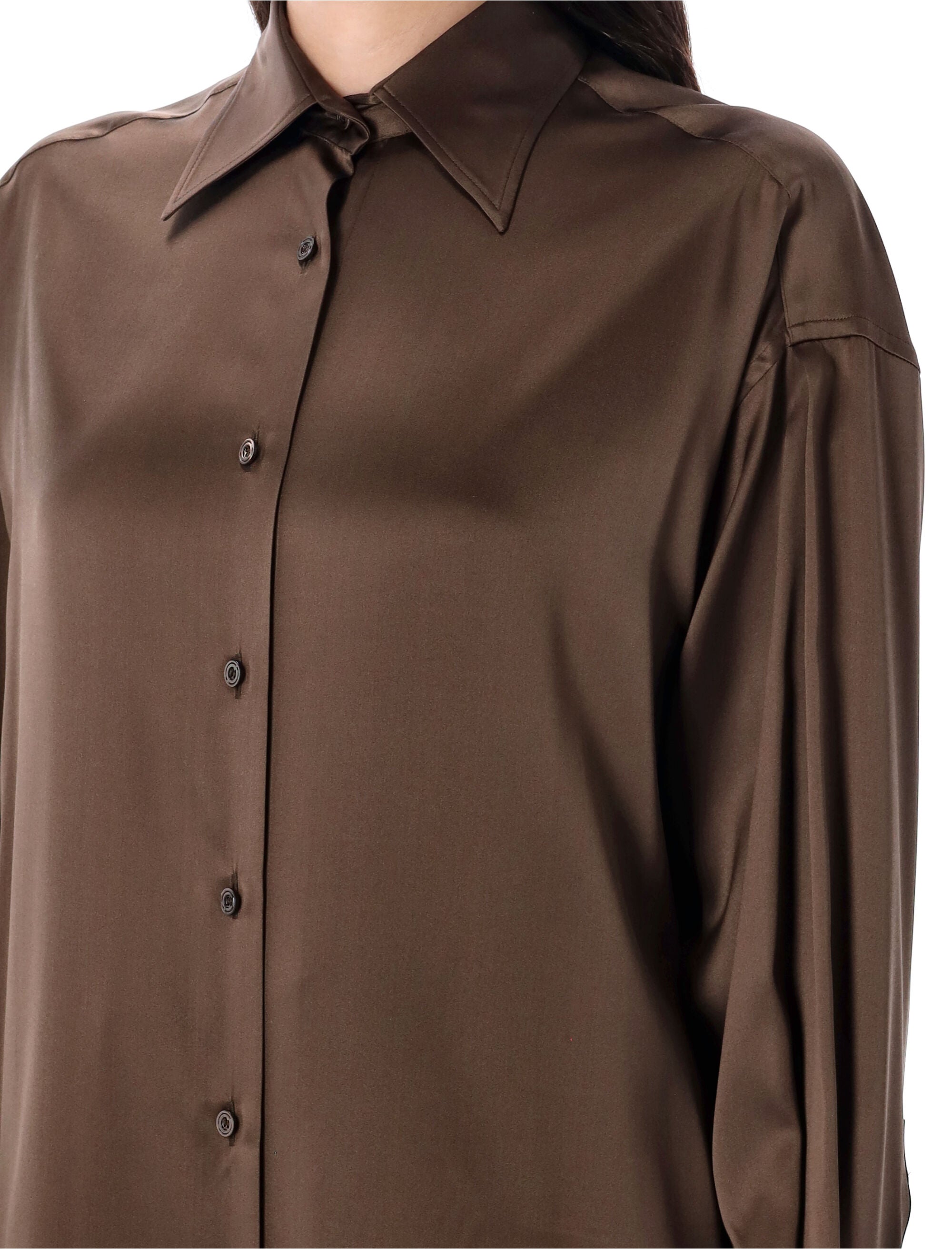 TOM FORD Relaxed Fit Stretch Silk Satin Shirt - Size 38
