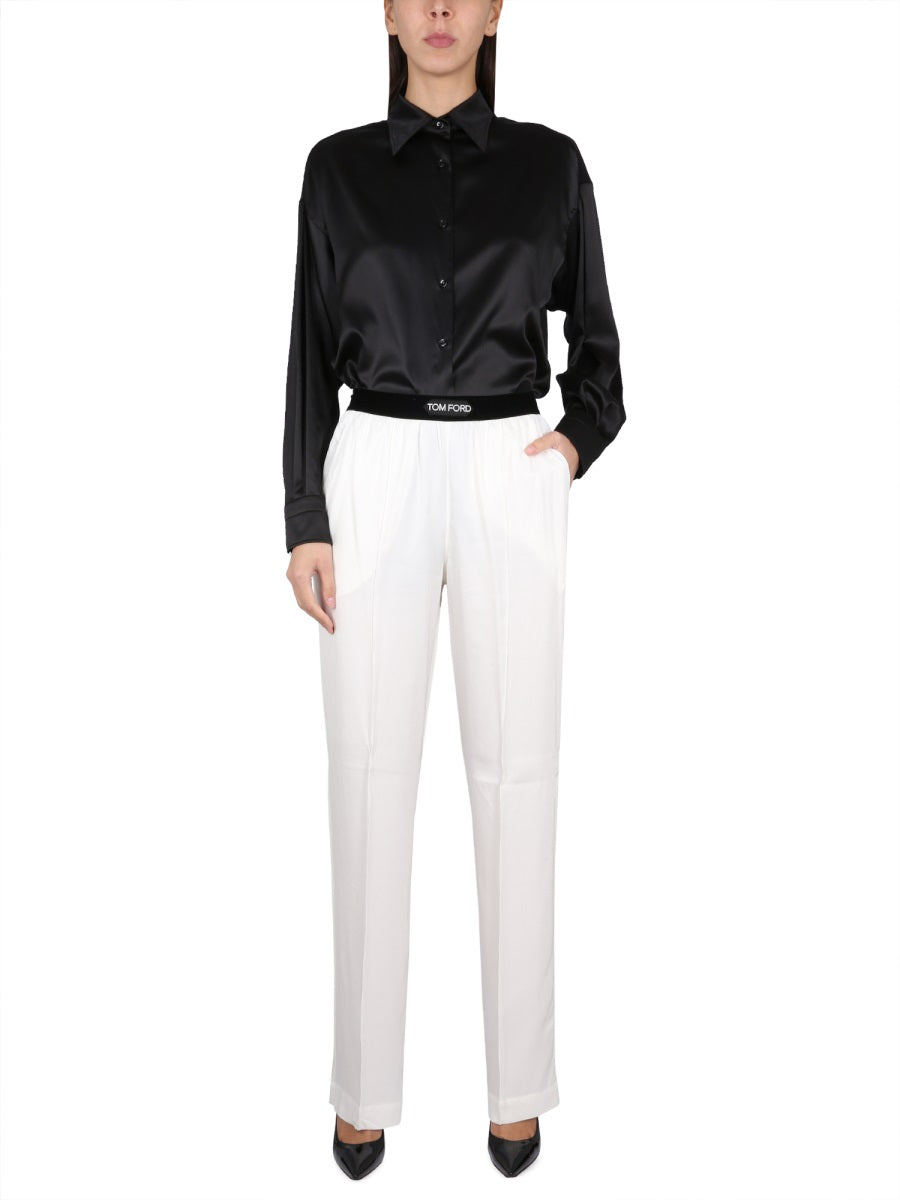 TOM FORD Stretch Silk Satin Relaxed Fit Shirt