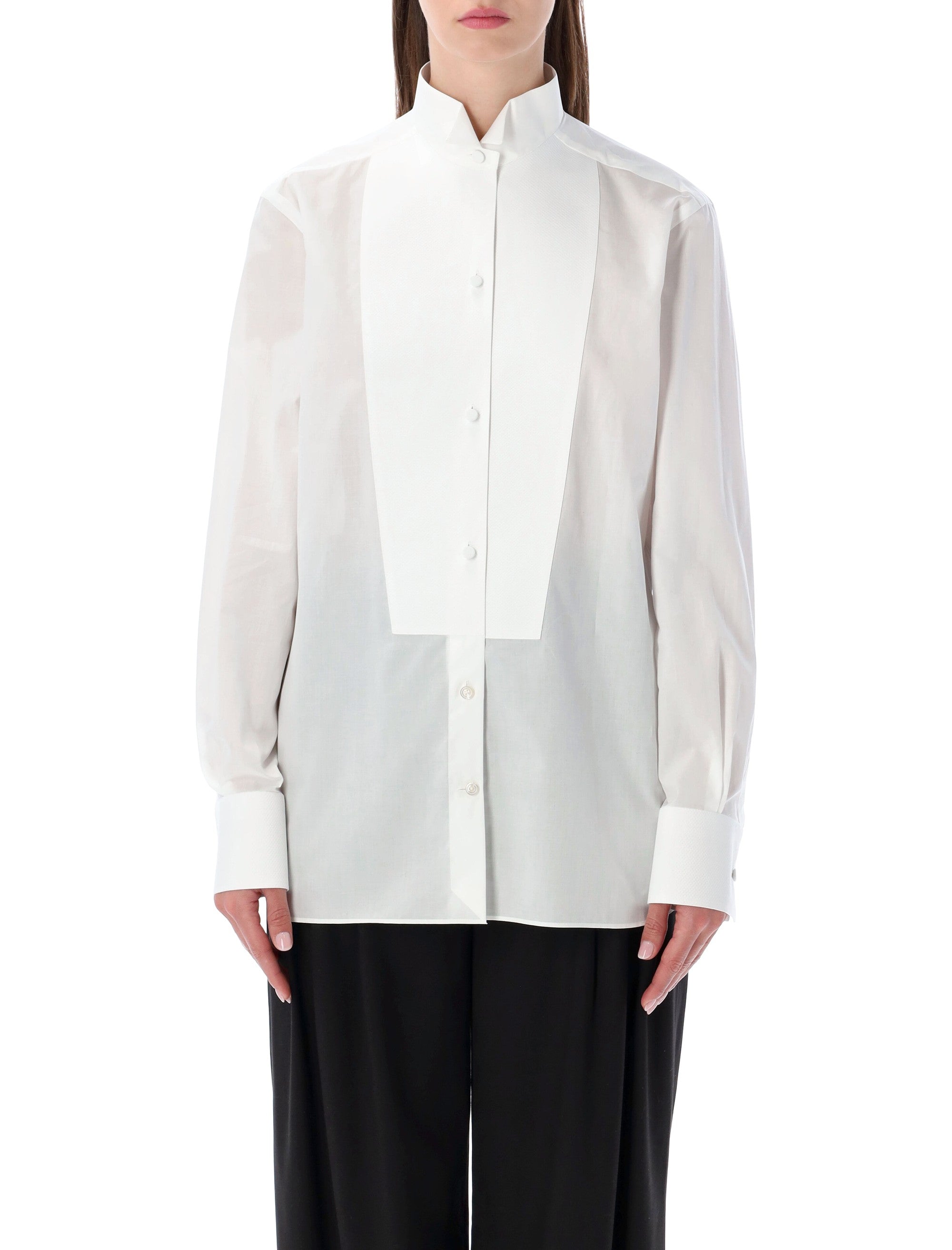 TOM FORD Cotton Sail Tuxedo Shirt - Women’s Size 40