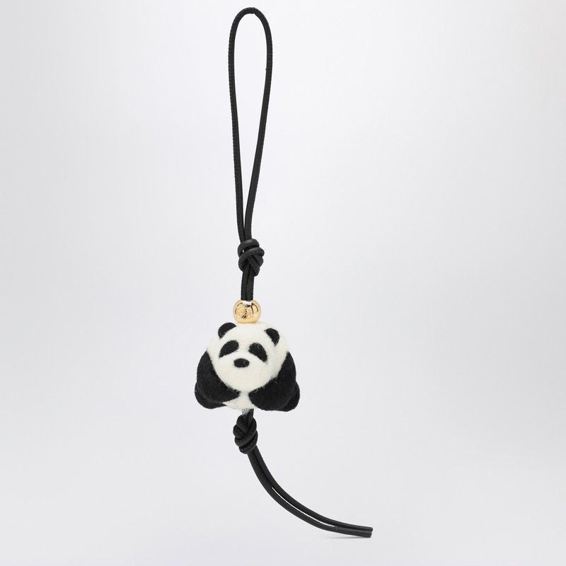 LOEWE Panda Pendant Keychain in Felt and Leather