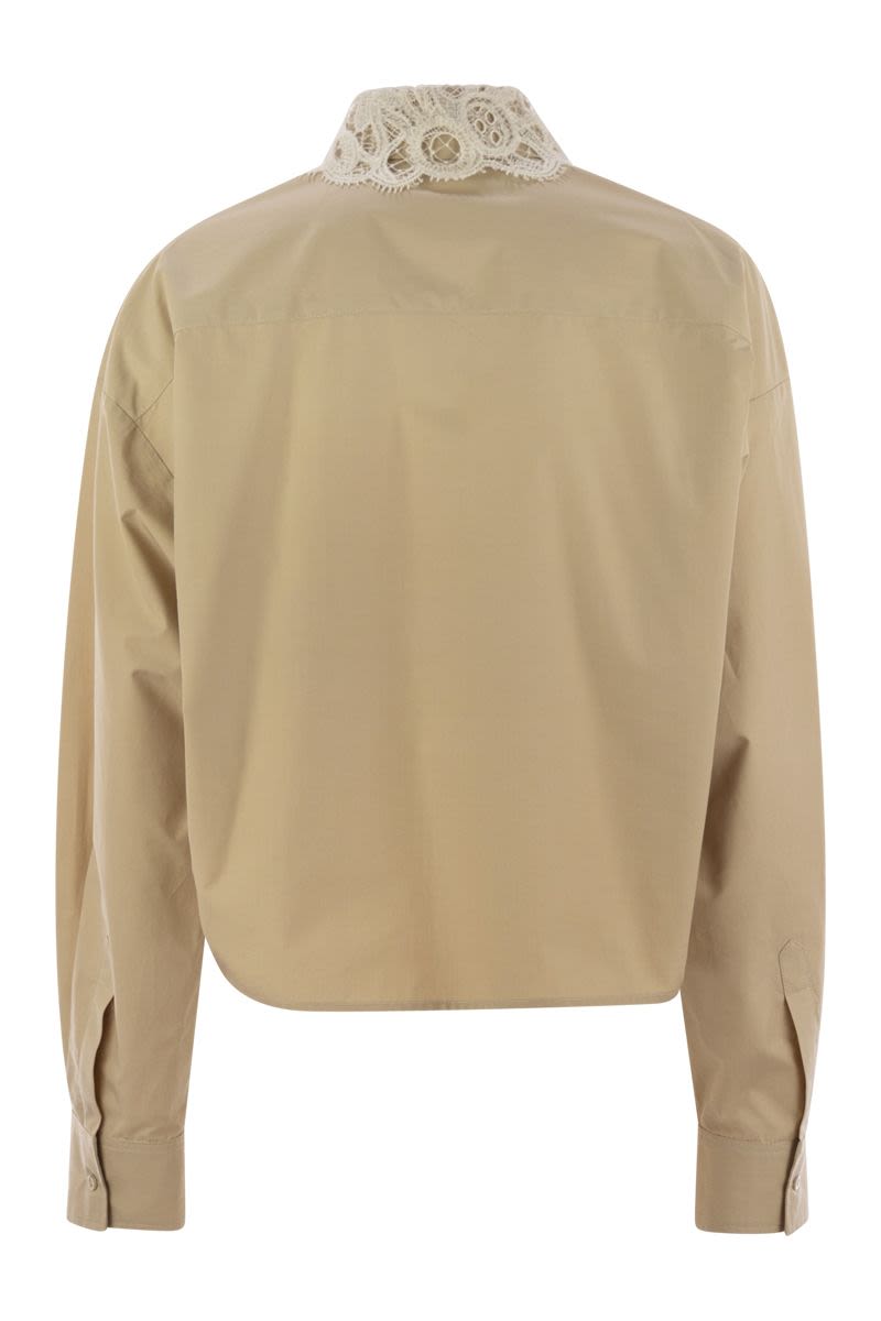FABIANA FILIPPI Cropped Poplin Shirt with Lace Collar