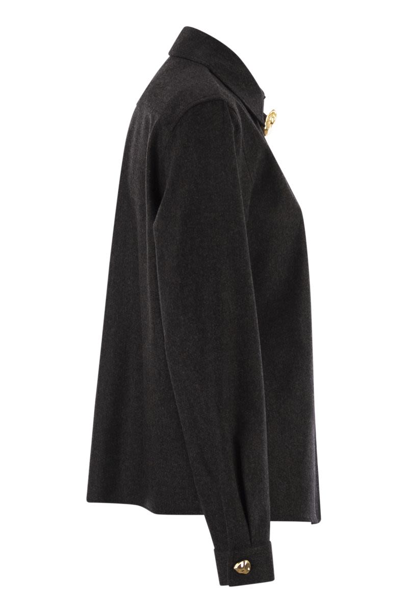 FABIANA FILIPPI Virgin Wool Houndstooth Detail Shirt